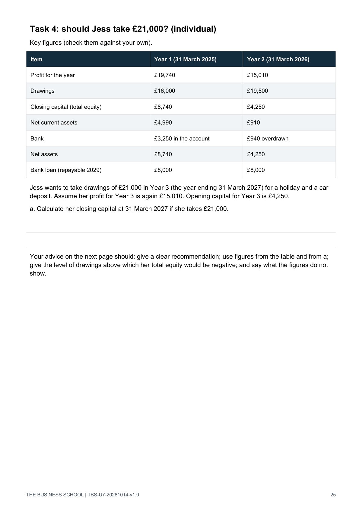 Page 25: should Jess take £21,000?