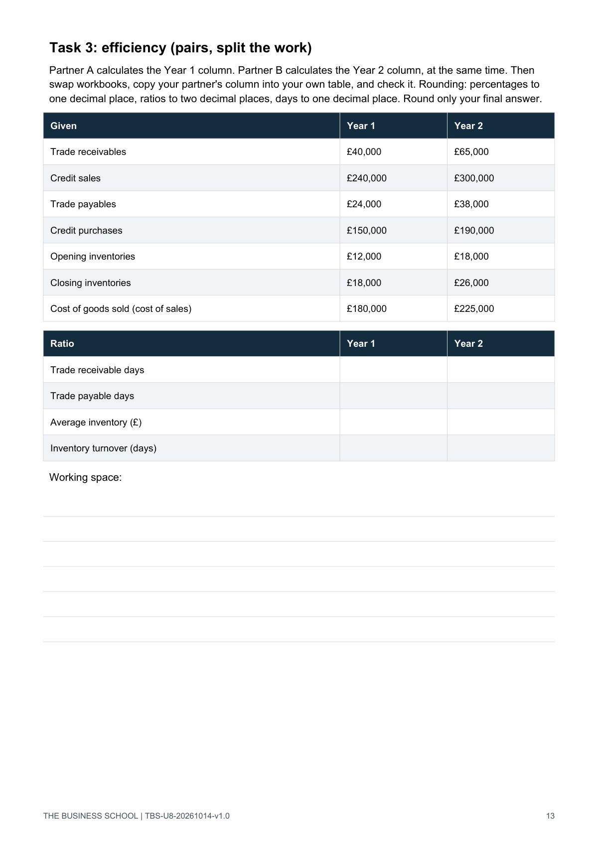 Page 13: efficiency, a pairs task