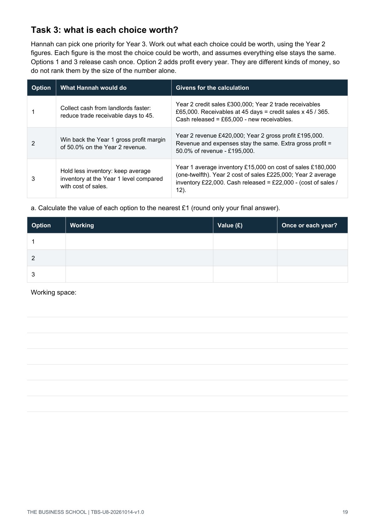 Page 19: what is each choice worth?
