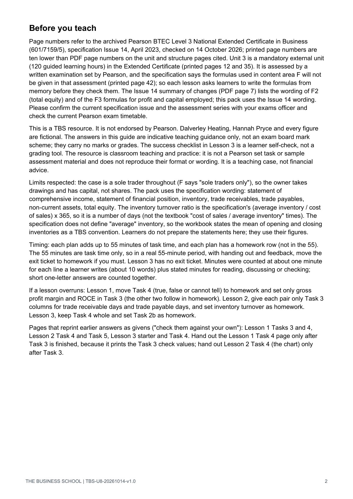 Teacher guide, page 2: before you teach