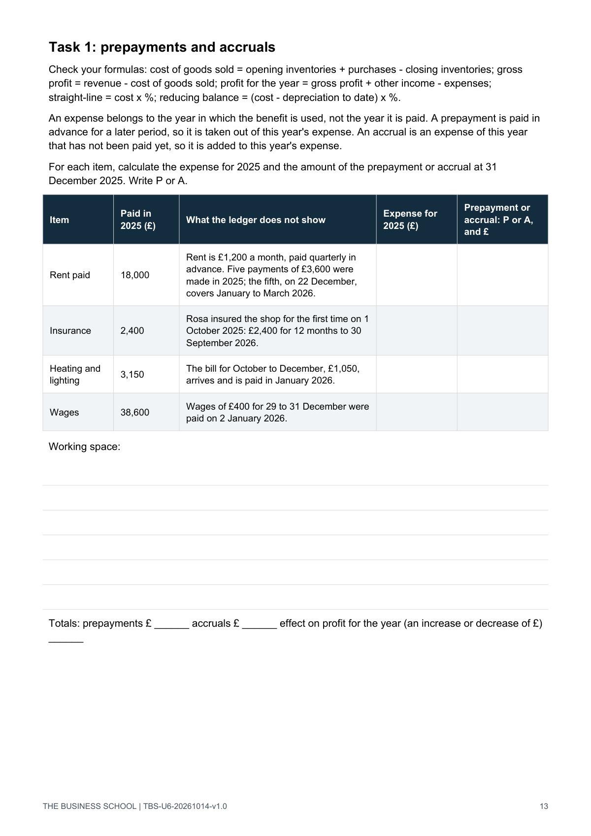 Page 13: prepayments and accruals