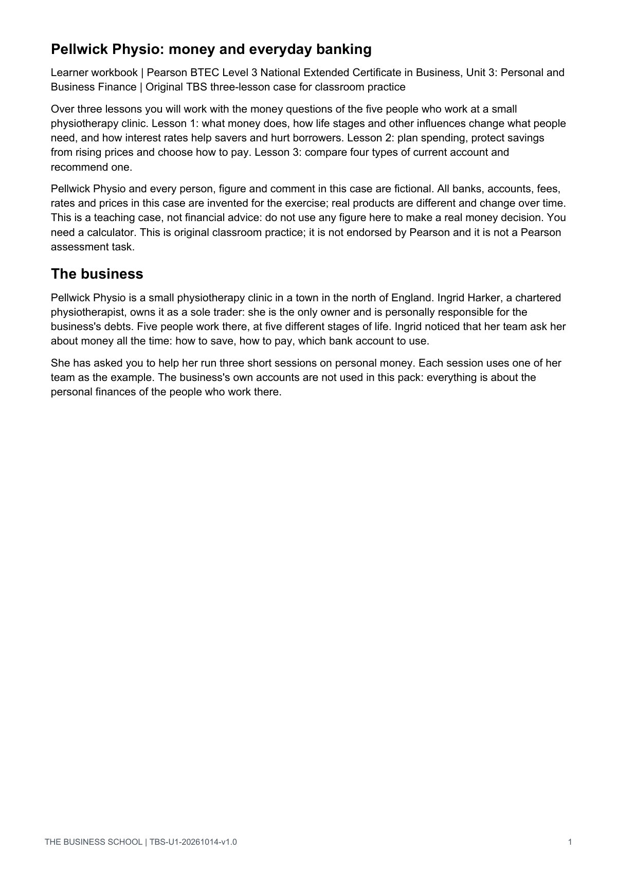 Page 1: the case