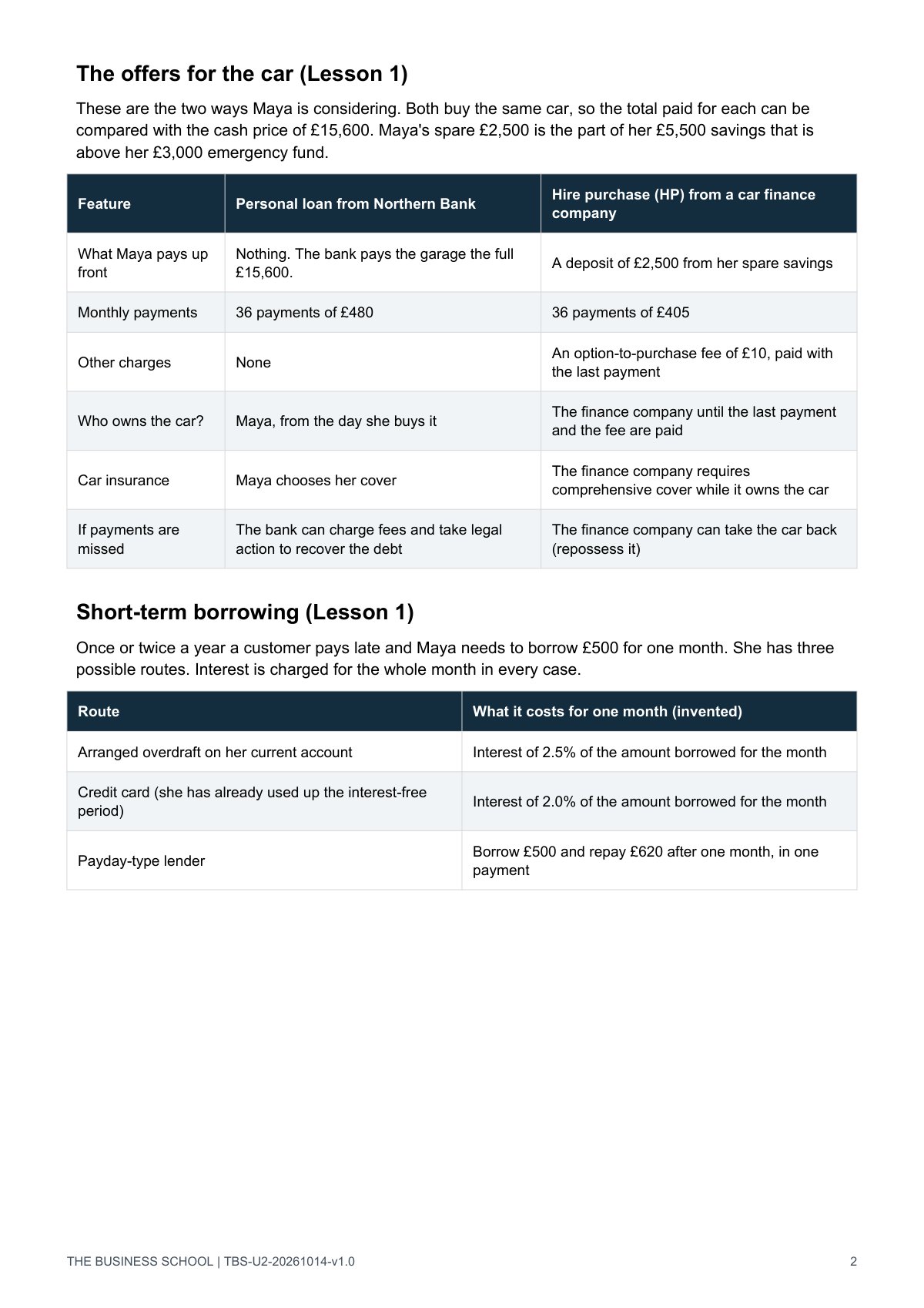 Page 2: the two car offers