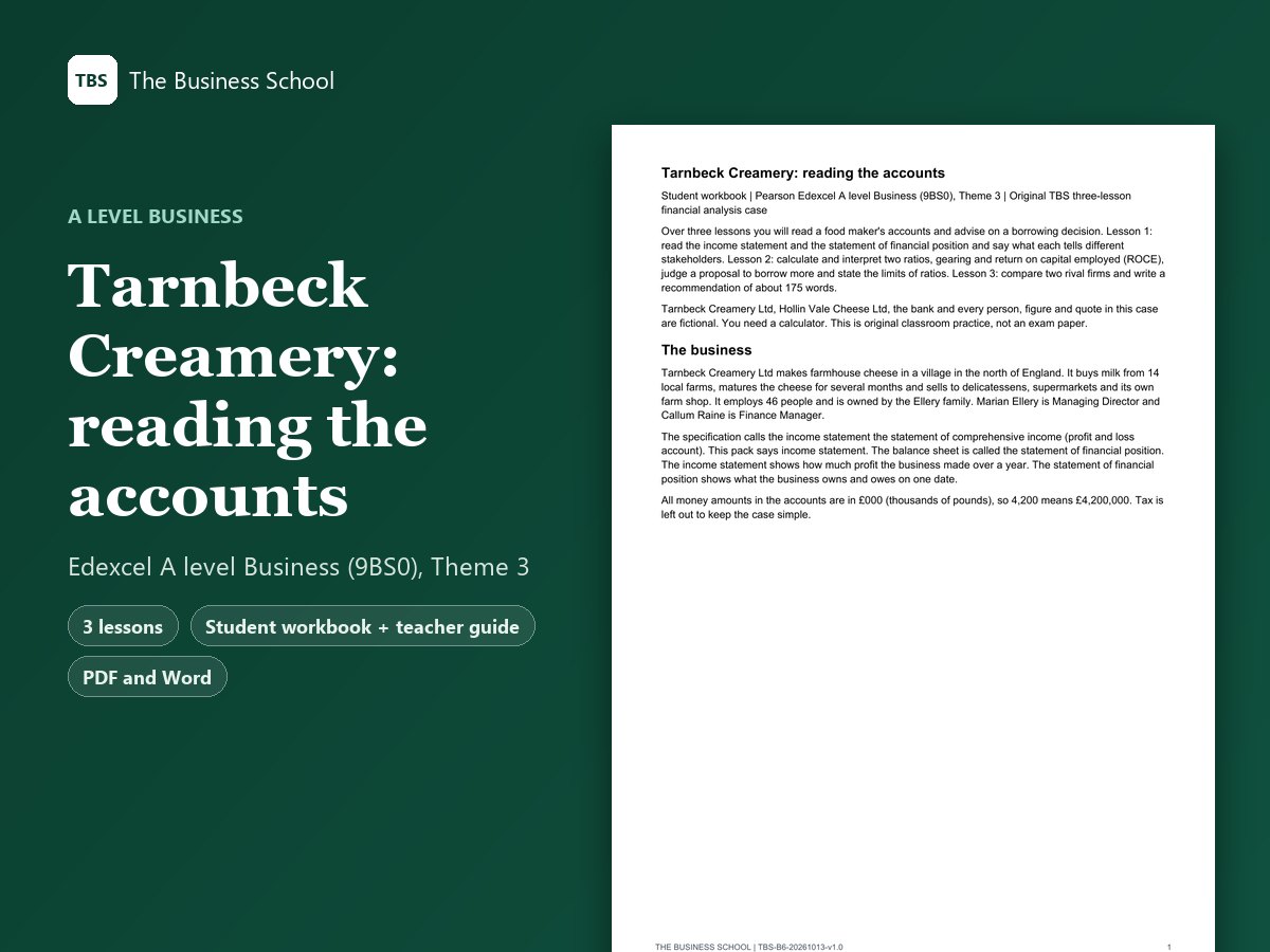Cover: Tarnbeck Creamery: reading the accounts, the first page of the student workbook