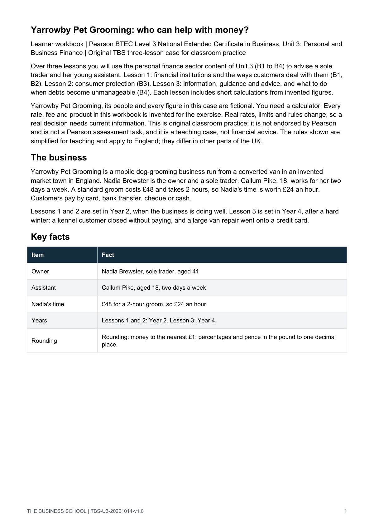 Page 1: the case and key facts