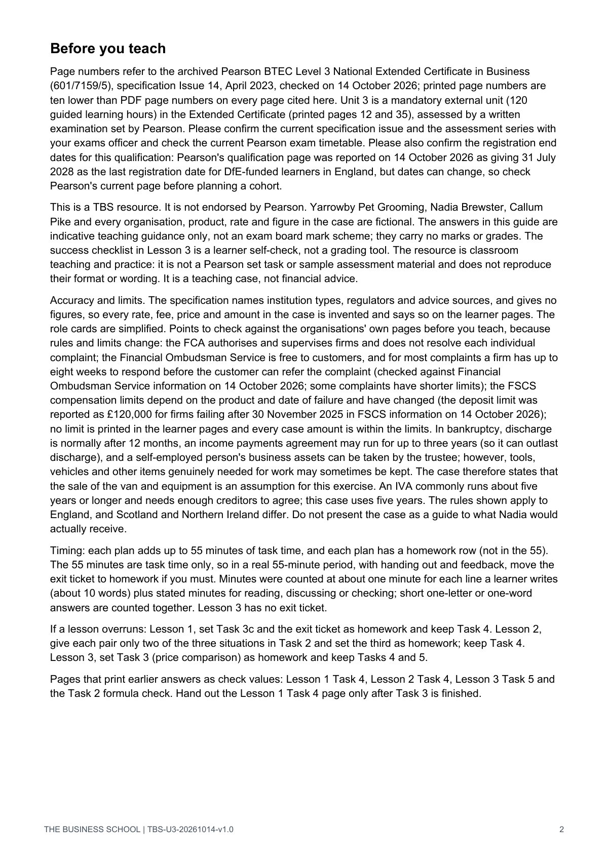Teacher guide, page 2: before you teach