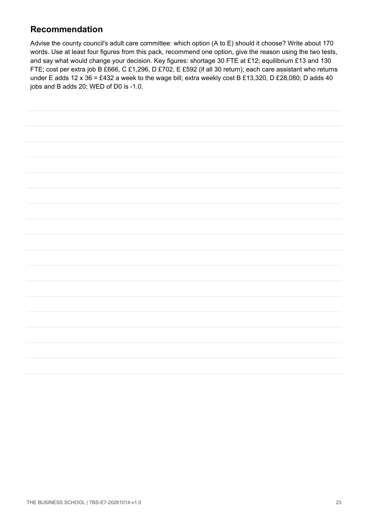 Page 23: the recommendation page