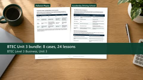 Pages from BTEC Unit 3 bundle: 24 lessons, 8 original cases