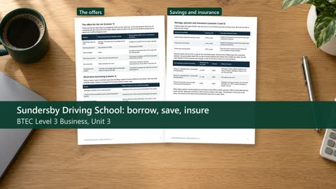 Pages from Sundersby Driving School: borrow, save, insure