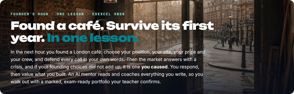 Founder's Hour, the one-lesson sim