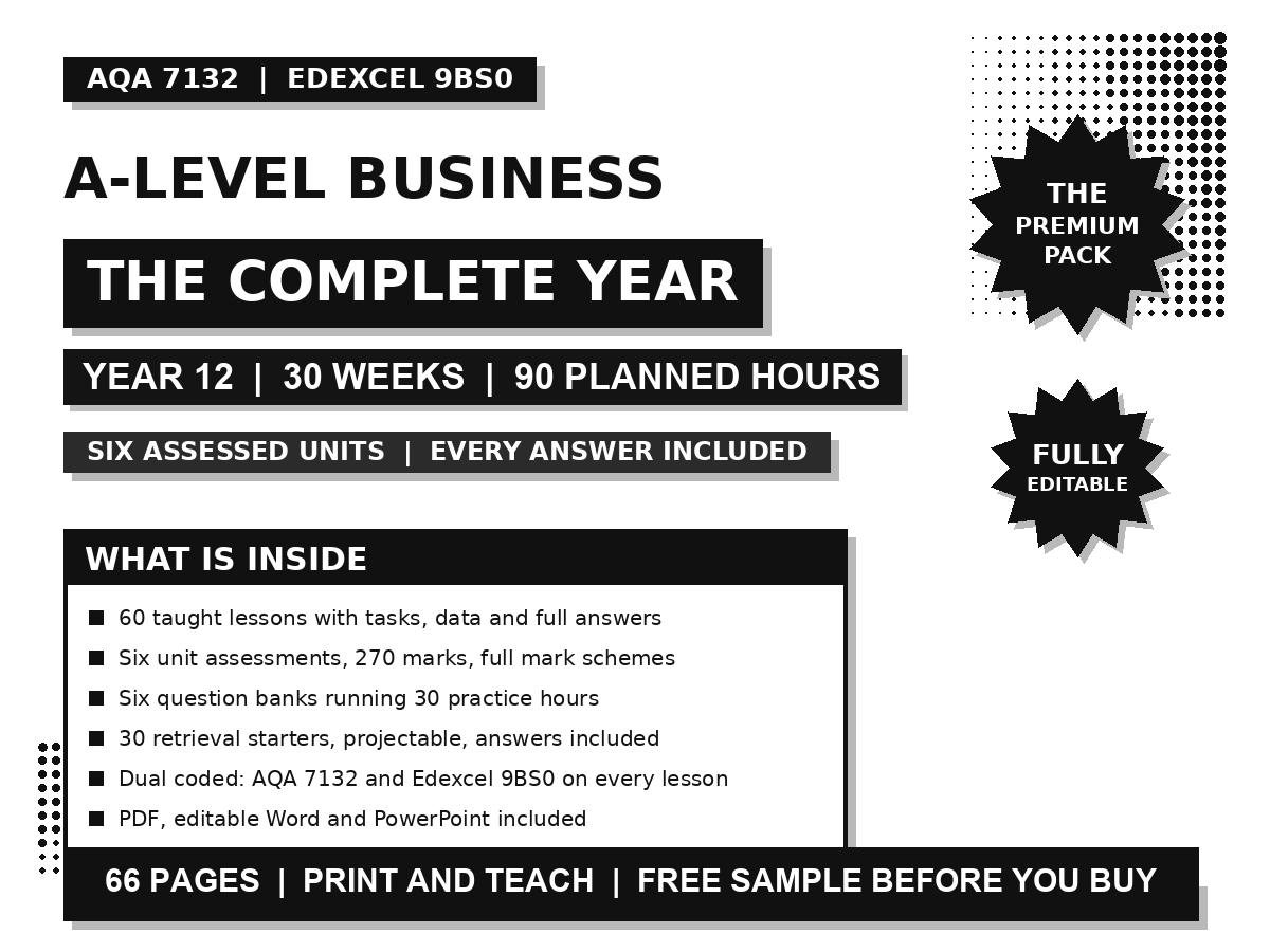 A-Level Business: The Complete Year, Year 12 scheme of work cover