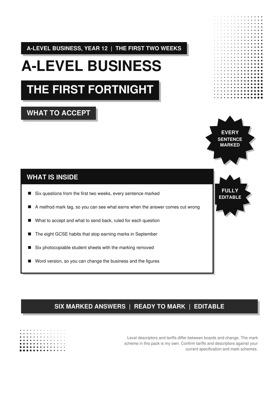 A-Level Business: The First Fortnight