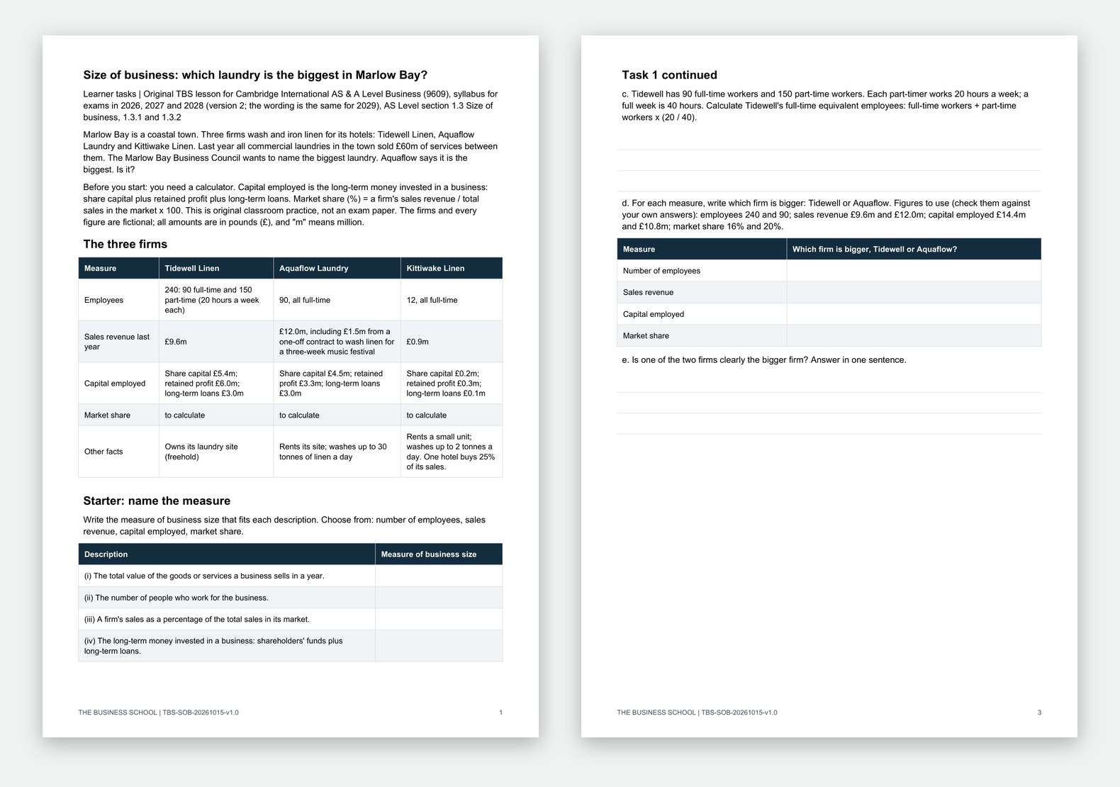 The first student pages of Size of Business: Which Laundry Is the Biggest?