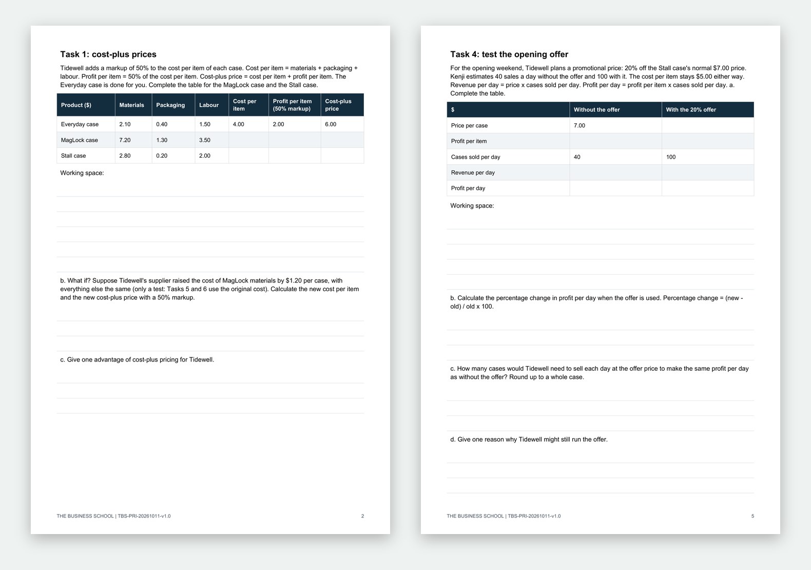 The first student pages of Pricing Strategies: How Should Tidewell Price Its Phone Cases?